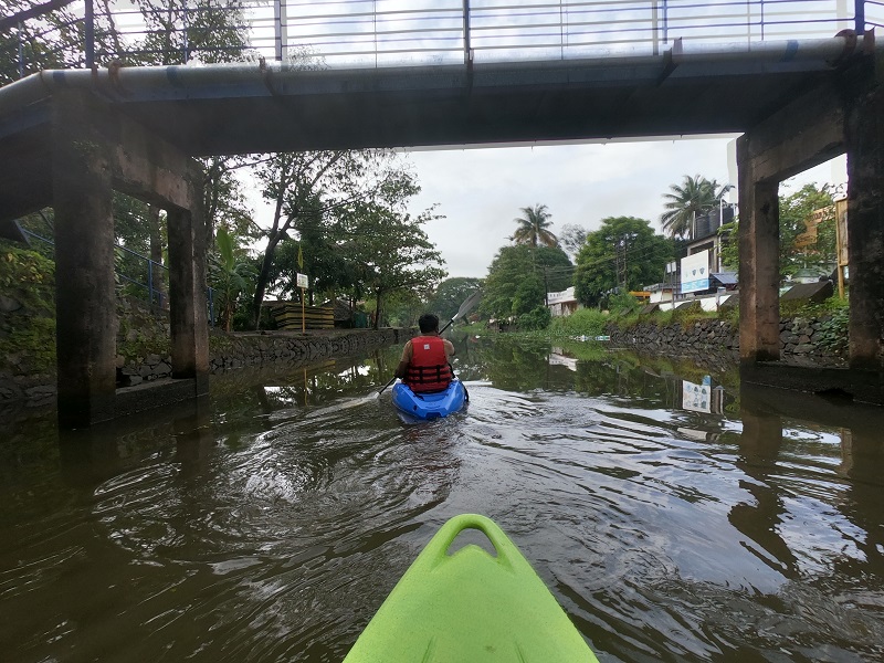 Front view of kayaking in Alleppey